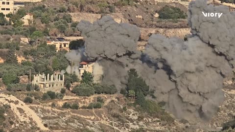 Moment of Israeli strike on house in Lebanese village