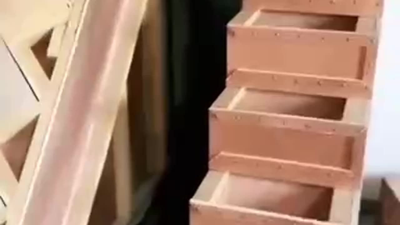 The entrance to the basement disguised as a staircase.