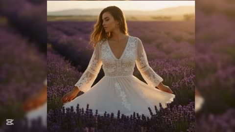 A beautiful lavender field invited the girl.