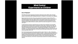 CIA MK ULTRA: U.S. Gov't Mind Control Experiments on Children ▪️ Jon Rappoport