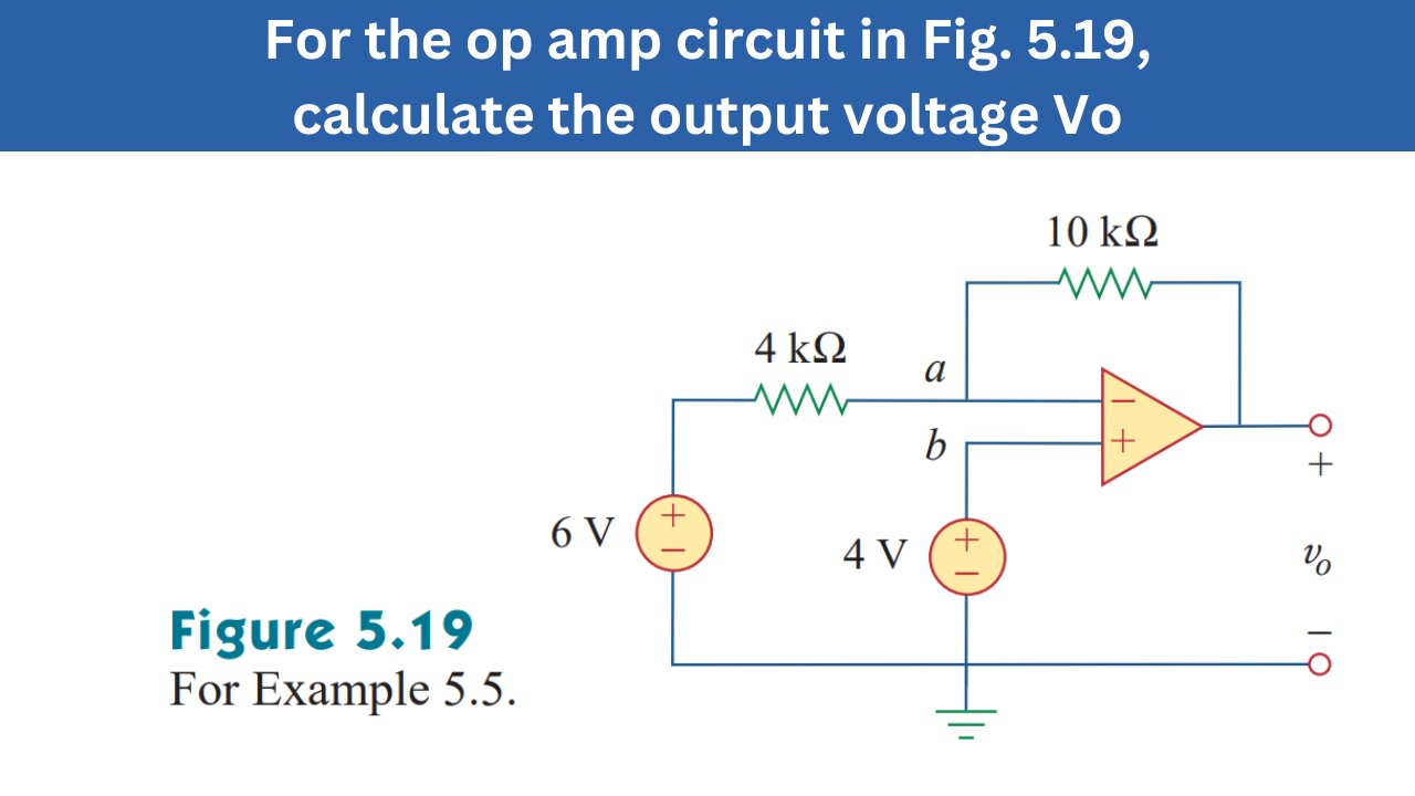 Example 5.5 | For the op amp circuit in Fig. 5.19, calculate the output voltage Vo | FEC 4th Edition