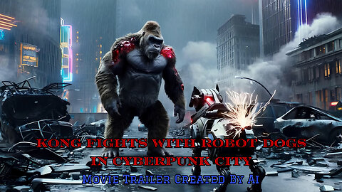 Kong Fight With Robot Dog In Cyberpunk City