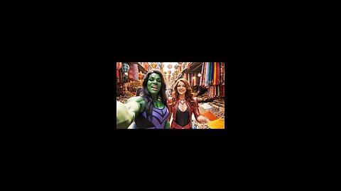 She hulk making a hindi language vlog in market with wanda