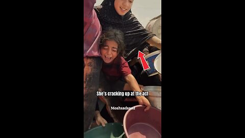 This poor Gazan girl is suffering so much that she can't hold her laughter. FAKE "PALESTINE"!