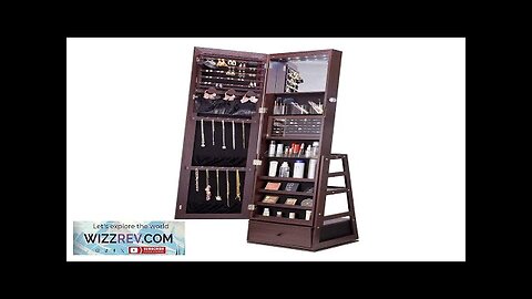 VEVOR Mirror Jewelry Cabinet 360° Swivel Standing Mirror with Storage Brown Review