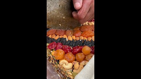 Colorful layers of dry fruits and nuts blended with honey — a natural energy taste nutrition! 🍯🌰