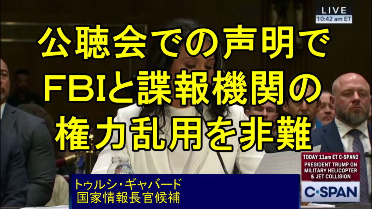 トゥルシ・ギャバード国家情報長官候補が厳しい発言。