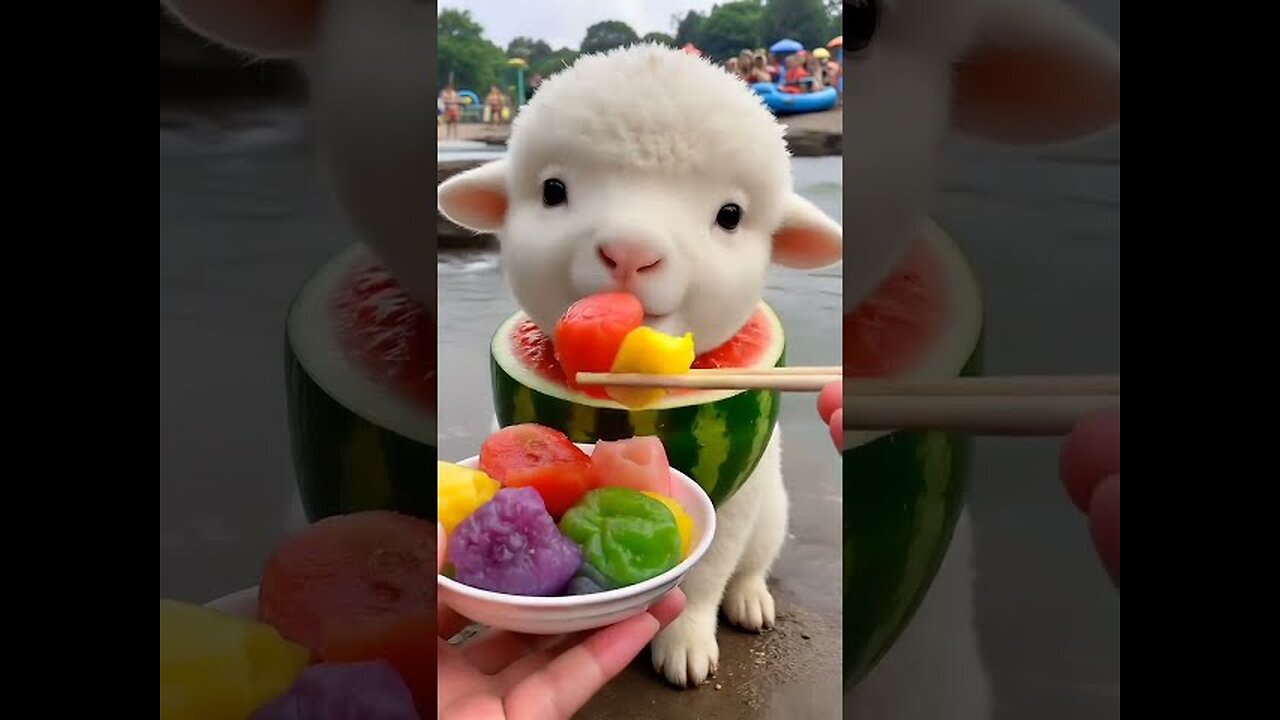 Baby sheep AI eating 🐑