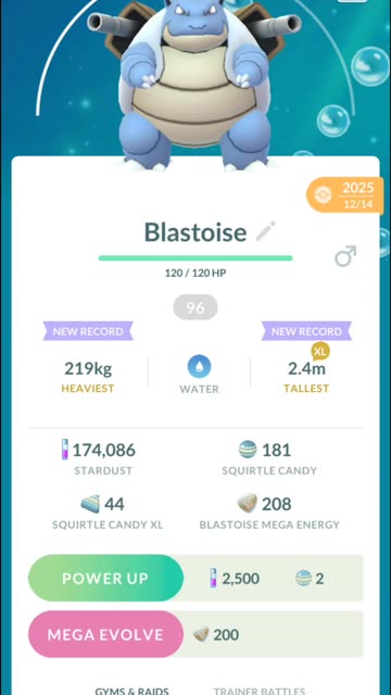 Pokemon Go Evolution - 96% iV Wartortle ➡️ Blastoise
