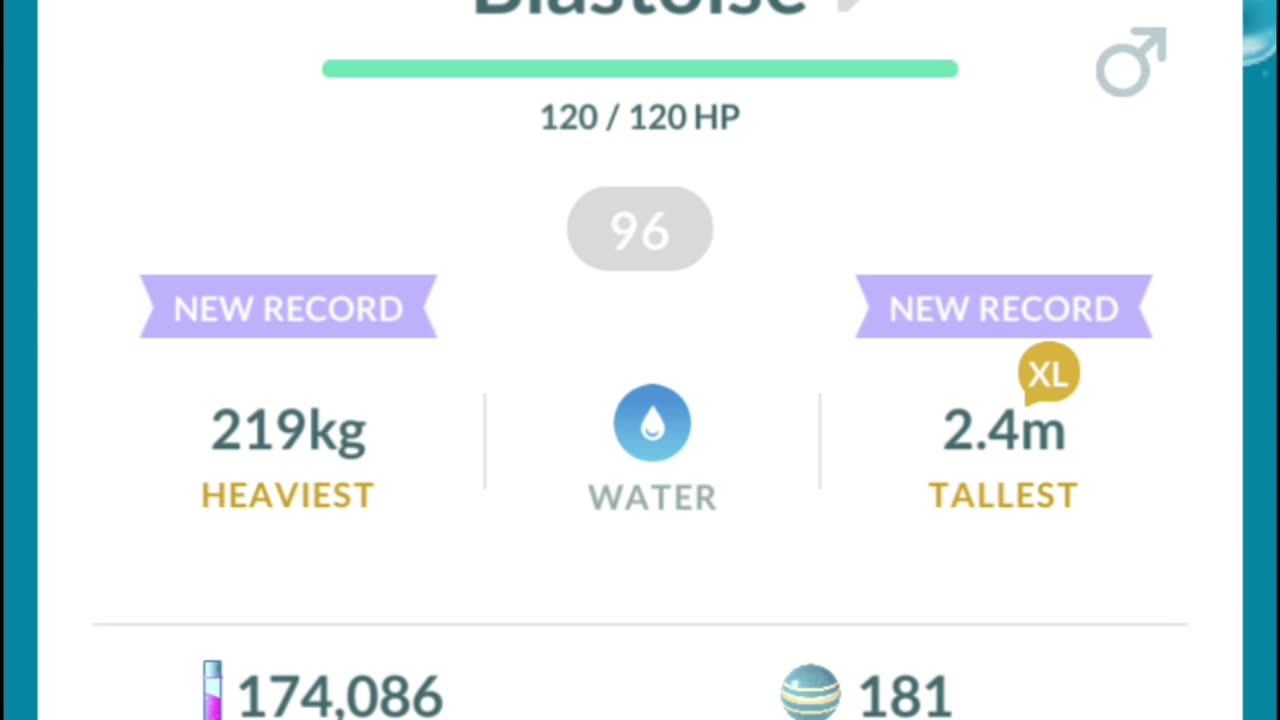 Pokemon Go Evolution - 96% iV Wartortle ➡️ Blastoise