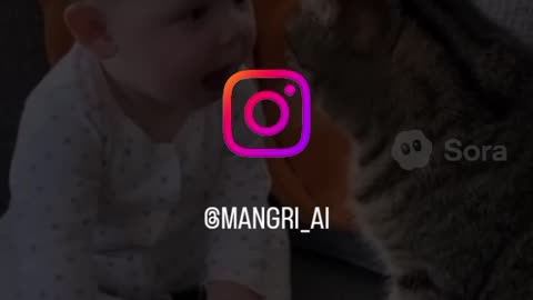 Baby with cat 🤣