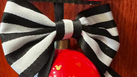 Disney Parks Mickey Mouse Pattern Red Ball Ornament with Black and White Bow #shorts