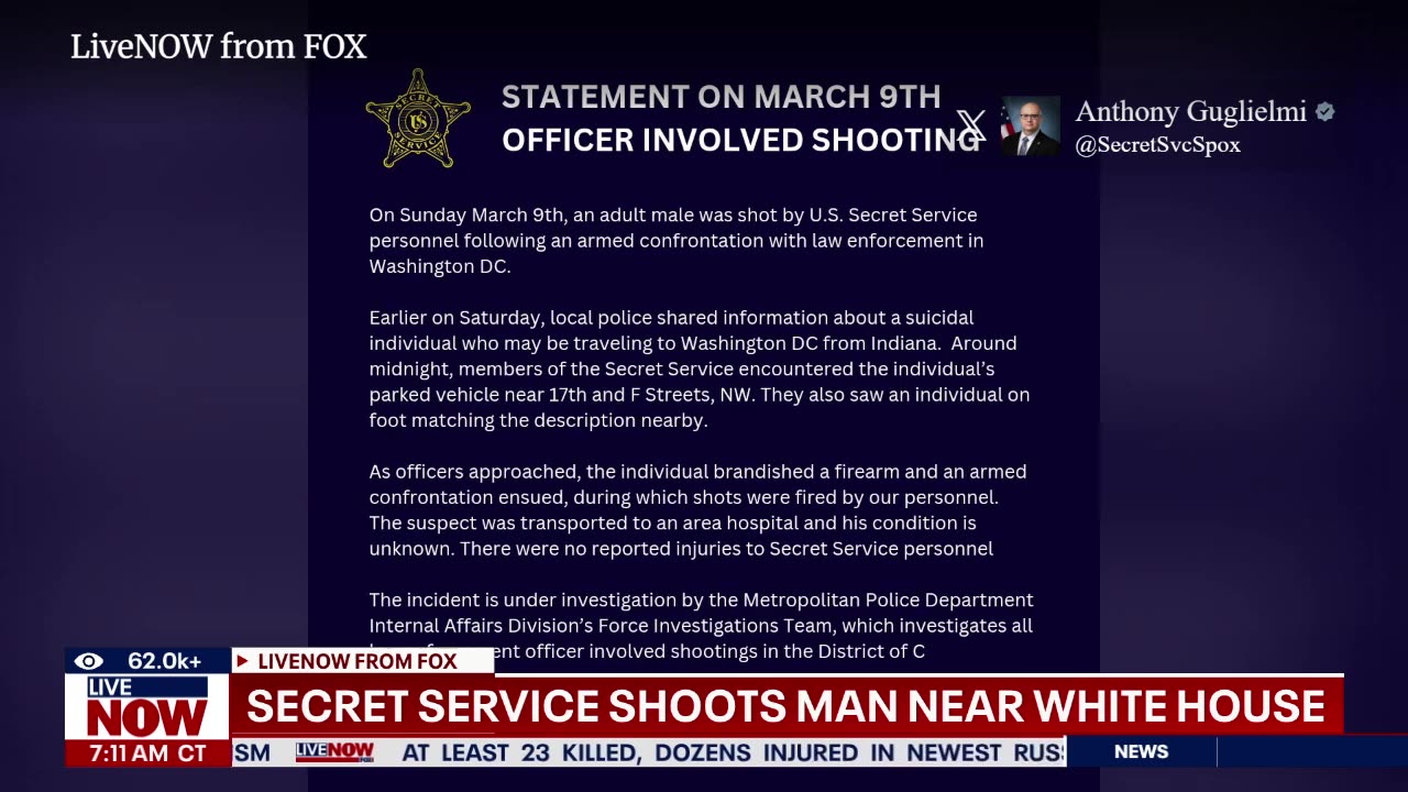 BREAKING: Secret Service shoots man near White House