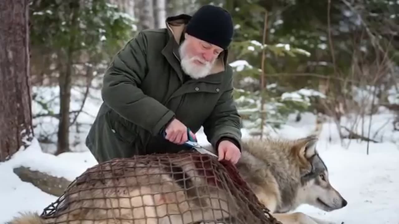 Old Man & Mother Dog with Kids