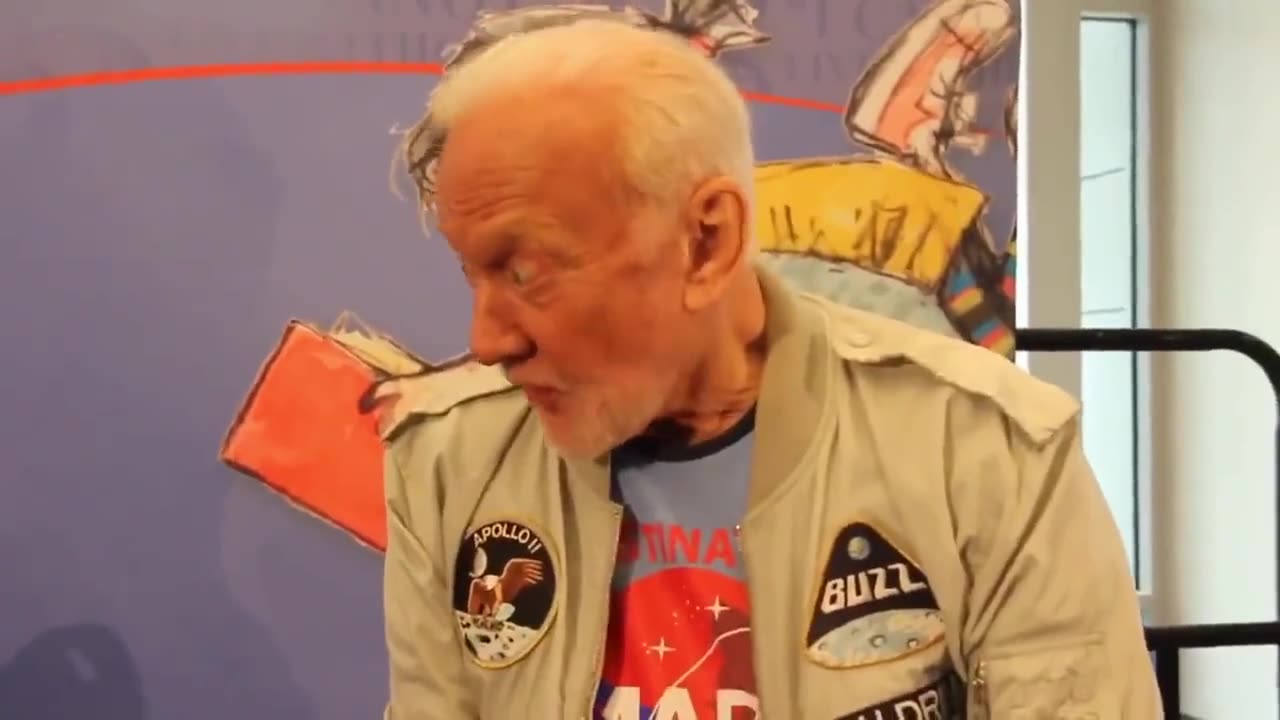 Buzz Aldrin admitting to a 7 year old child they never went to the moon