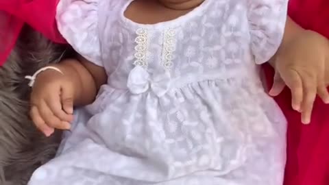 Cute baby is playing