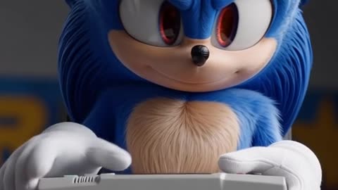 Sonic jugando en una consola