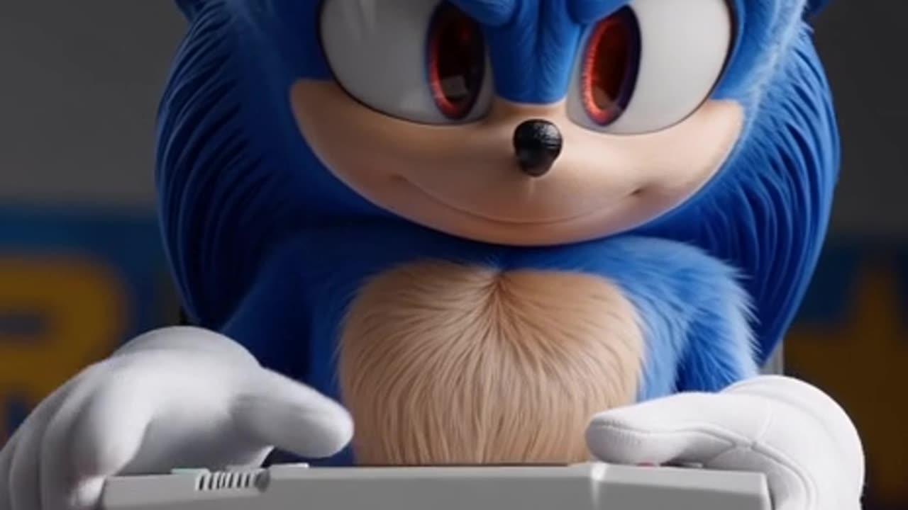 Sonic jugando en una consola