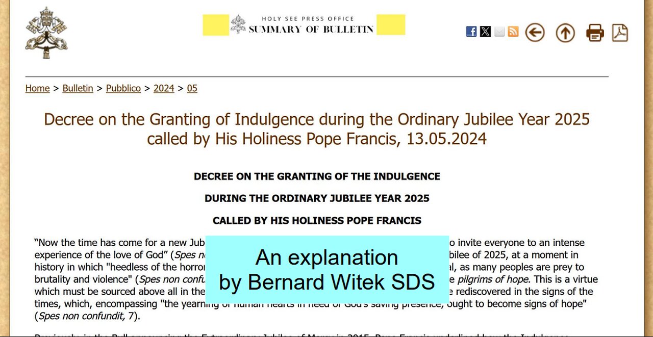 Plenary Indulgences for the Jubilee Year 2025