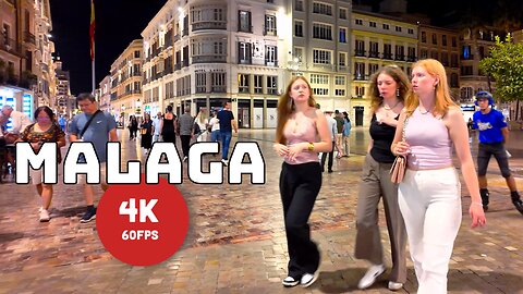 Spain MALAGA Costa del Sol Andalusia Walking Tour & Nightlife in October