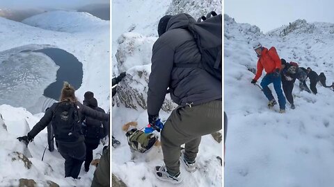 Dumb-ass hikers (again) in trainers rescued by teenage boys off snowy mountain