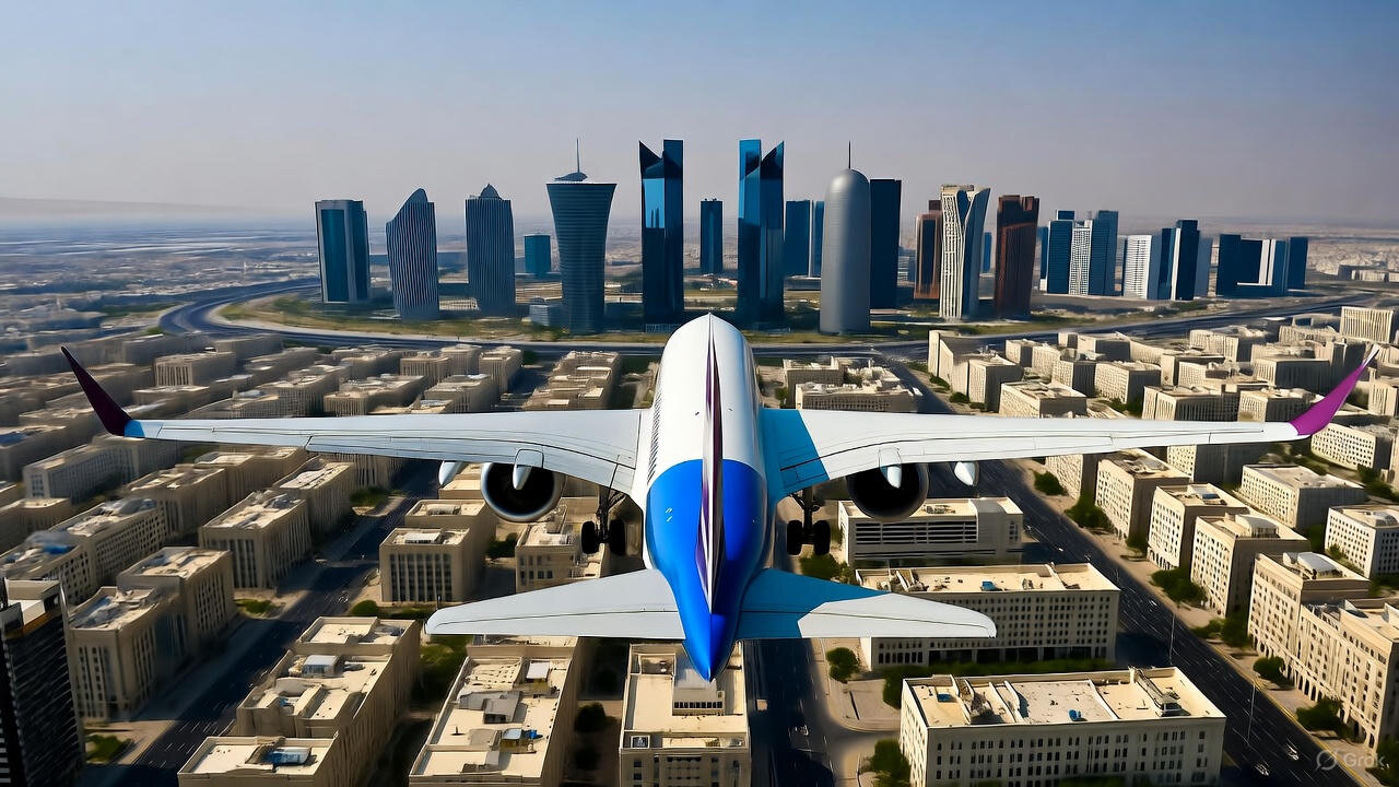 ✈️ Epic Qatar Airways Descent 🇶🇦 Soaring Over Doha’s Futuristic Skyline in 4K 🌆🔥 #qatar