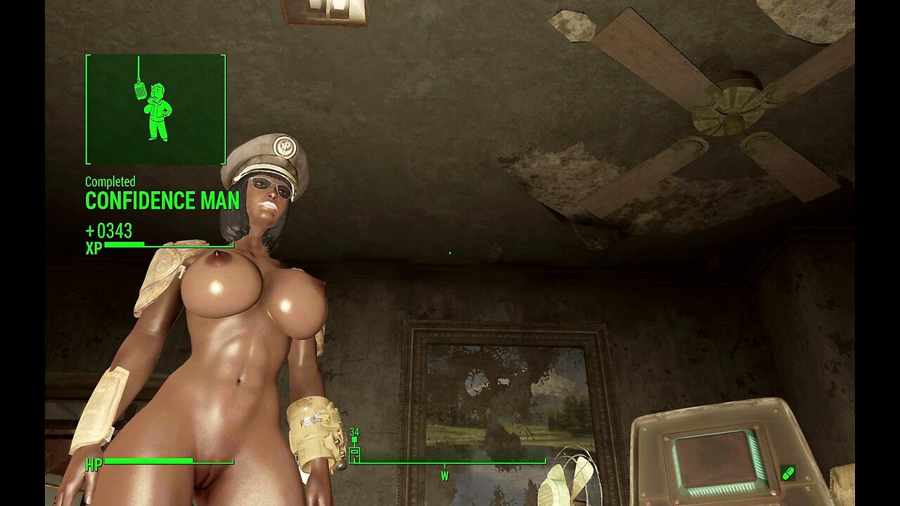 Fallout 4 Diamond city confidence man busty boobs Breast Expansion huge tits