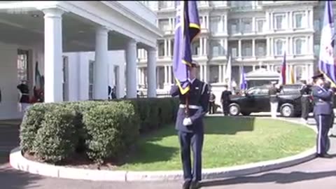 President Trump greets Irish Taoiseach Micheál Martin