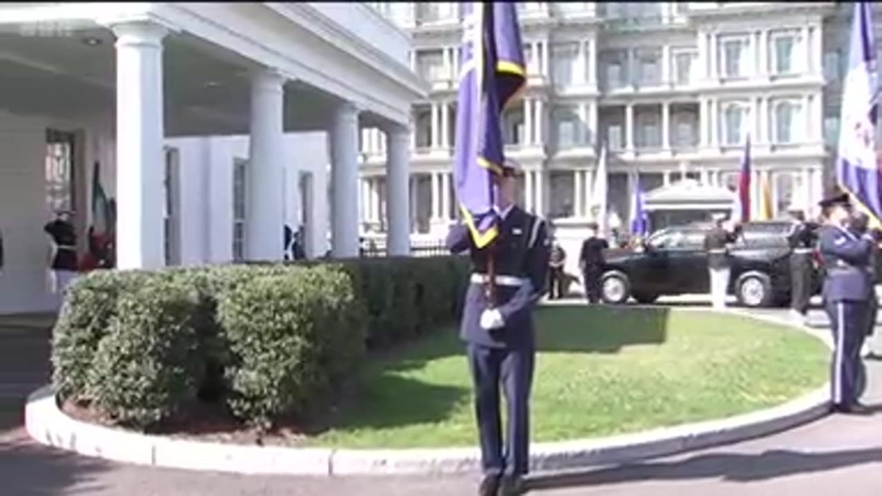 President Trump greets Irish Taoiseach Micheál Martin