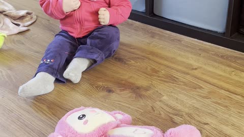 Baby Kayla crawling to mommy — determined, happy, and oh-so-cute! 😄🐾