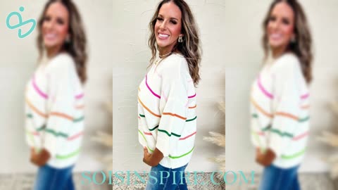 Striped Half Sleeve Drop Shoulder Sweater