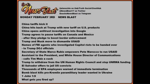 Monday Febuary 3, 2025 News Blast