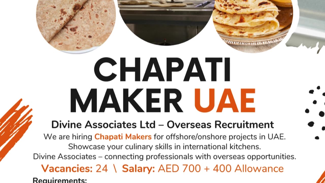 Chapati Maker Opportunity in UAE – Build Your Global Culinary Career with Divine Associates Ltd
