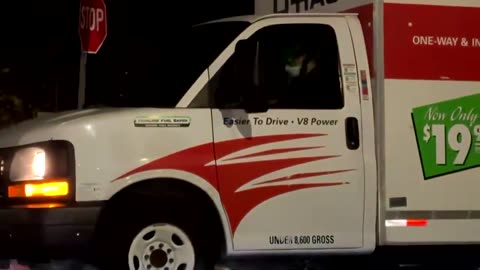California OPEN FIRE on crazed U-Haul driver who aggressively starts backing into them