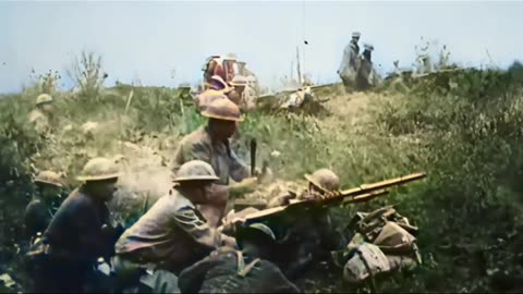 American artillery batteries in winter at Château-Thierry 1918