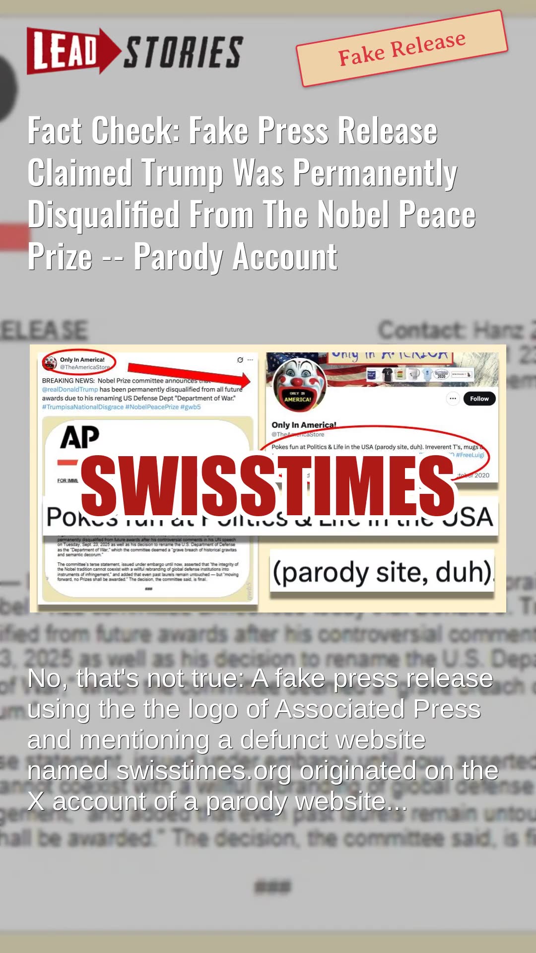 Fact Check: Fake Press Release Claimed Trump Was Permanently Disqualified From The Nobel Peace Prize