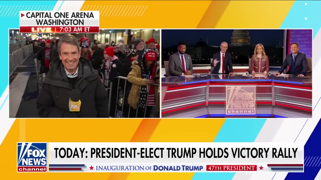 'HERE FOR THE 47' Trump supporters line up ahead of DC victory rally