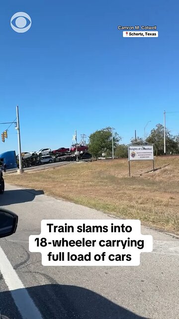 Train slams 18 wheeler in Texas carrying cars