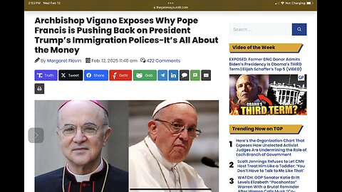 Vigano Exposes Why Pope Francis is Pushing Back on President Trump’s Immigration Polices