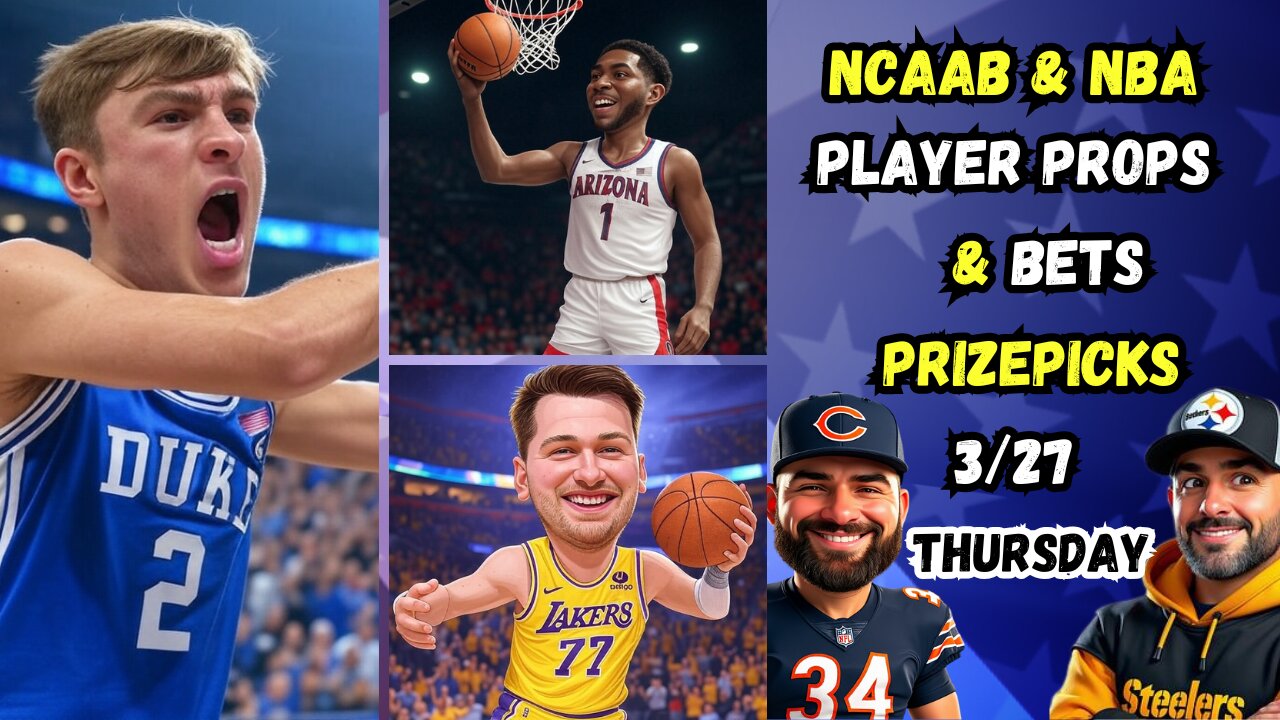 BEST College Basketball Picks & PROPS Today | NBA PROPS | Sweet Sixteen 3/27