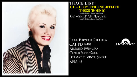 Alicia Bridges – I Love The Nightlife Disco 'Round (Full Record) – 1978– CAT.# - PD 14483