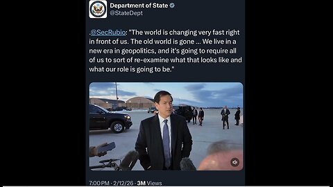 Marco Rubio: "The world is changing very fast in front of us. The OLD WORLD is gone."