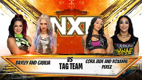 Bayley and Giulia vs Cora Jade and Roxanne Perez