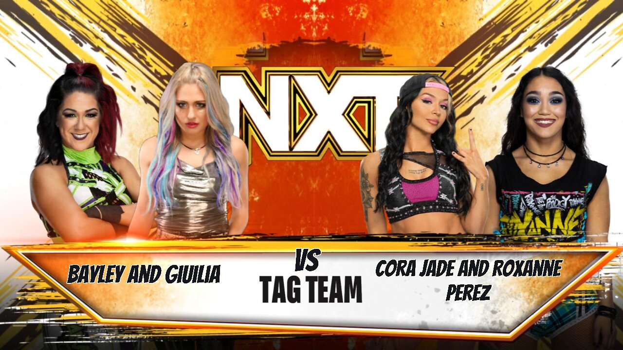 Bayley and Giulia vs Cora Jade and Roxanne Perez