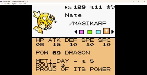 Pokémon Crystal Clear: Casual Nuzlocke- Shiny Magikarp!! Traveling and Squad Reload
