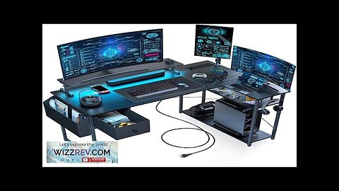 Gaming Desk 47 inch L Shaped Gaming Desk Computer Desk with LED Review