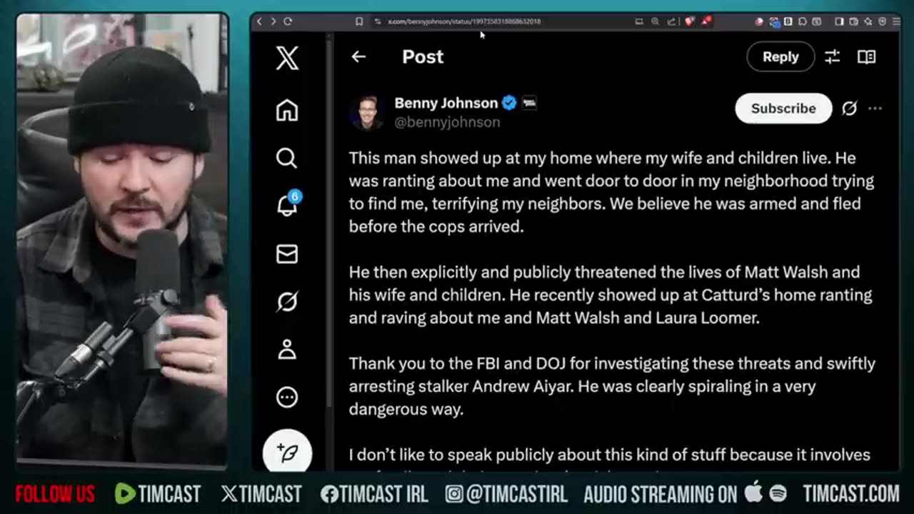 Man ARRESTED In Armed Stalking Plot Of Benny Johnson, Matt Walsh, Laura Loomer