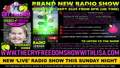 NEW 'LIVE' RADIO SHOW Sun 28th Sept 2025 8PM (UK) 'IT'S NOW OR NEVER!'