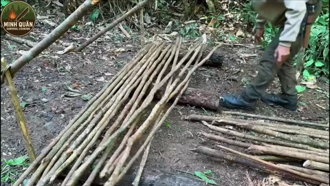 Building a Cabin & Cooking in the Forest
