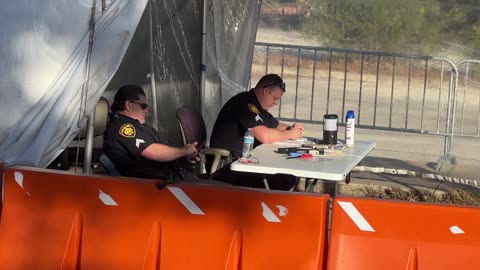 An illegal male walks out of the ARC with a Covid mask